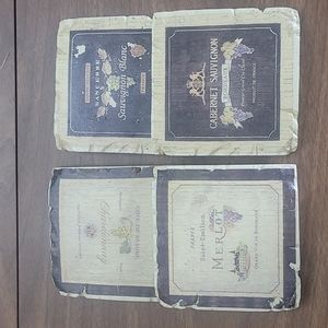 4 wine themd aged coasters